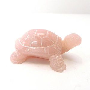 Rose Quartz Turtle Figurine Carved 2.2"
